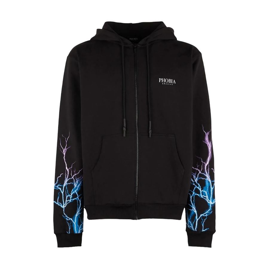 ZIP HOODIE FELPA ZIP INTERA C/CAPPUCCIO Phobia Archive | PH00024BLPUBLACK